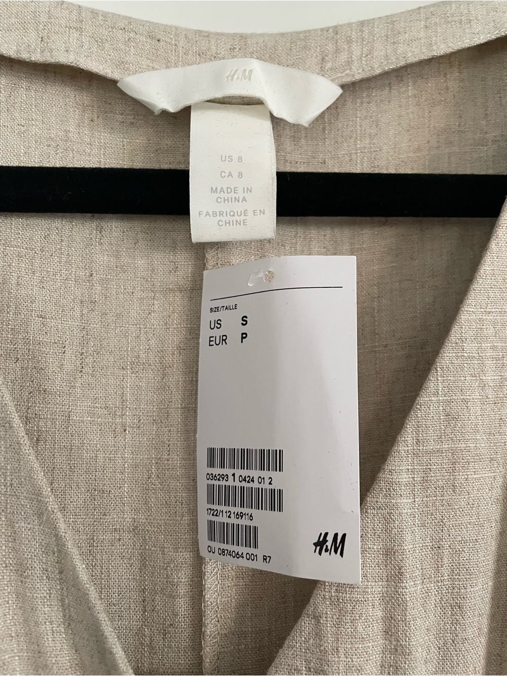 H&M Beige Button-Front Linen Jumpsuit with Tie Belt - Picture 6 of 7